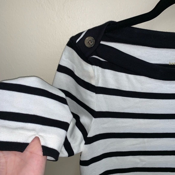 Kate Spade NY White Black Striped 3/4 Sleeve Dress - Picture 6 of 8
